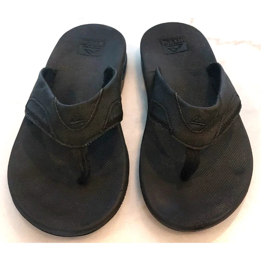 REEF BLACK BOTTLE OPENER FLIP FLOP THONG‎ SANDALS, MENS SIZE 12